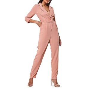 Missguided Women's collared belted Jumpsuit Pockets Women's Size 4 pink new